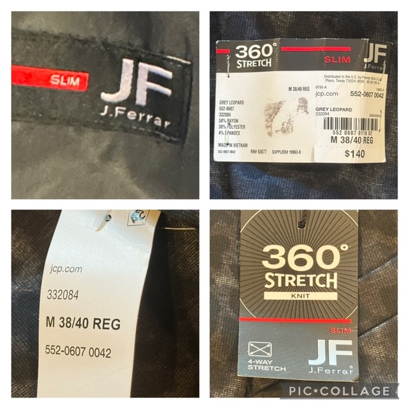 JF J. Ferrar Gray Leopard 360 Stretch Knit Blazer Slim Fit Size M 38/40 Reg - Picture 8 of 11